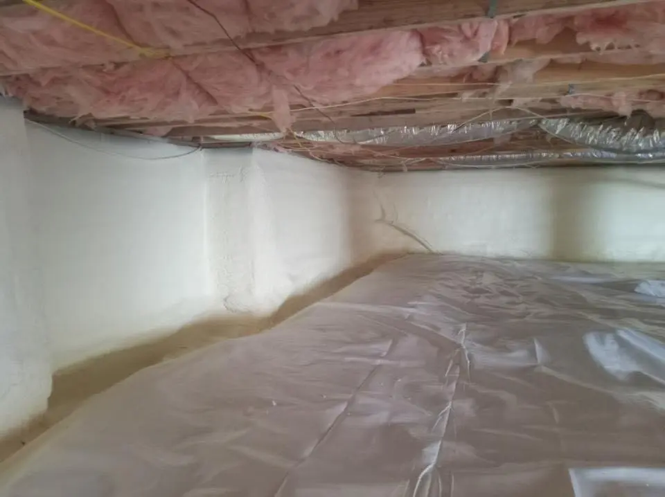 Crawl space encapsulation with closed-cell spray foam for Attic Insulation in Suamico